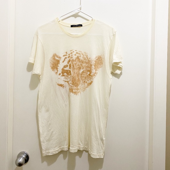 Wildfox Baby Cheetah and Claw Sparkle Tee Sheer Off White XS - Picture 1 of 13